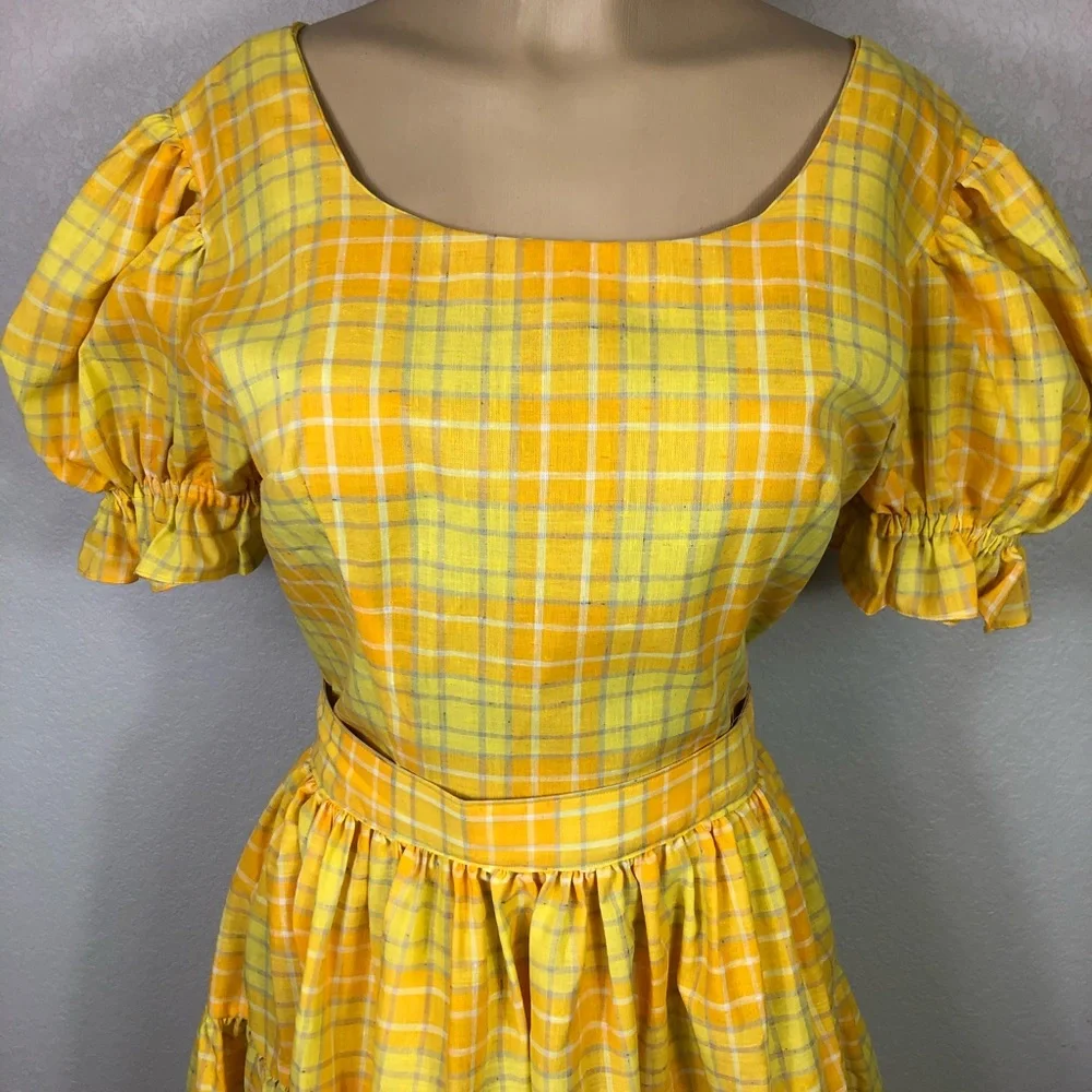Vintage Plaid Two-Piece Matching Top & Skirt Set